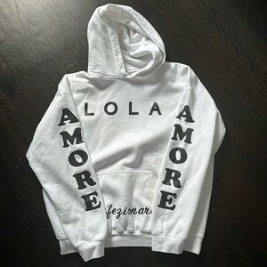 Lola.pizza Kingston New York white amore hoodie